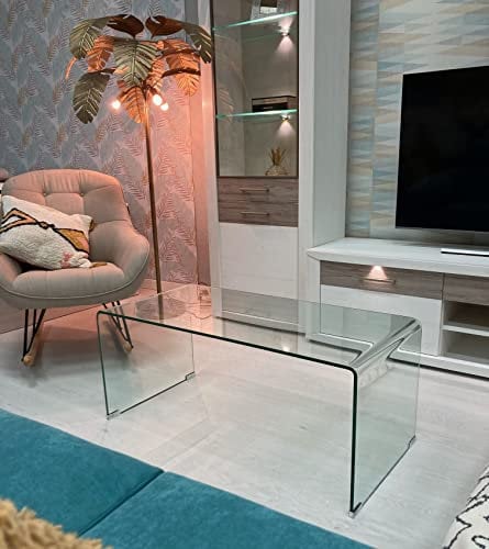 Mesa de Centro de Cristal Curvado 100x48 - Mesa de Cristal Moderna