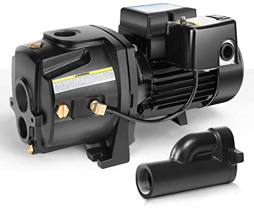 Acquaer Shallow/Deep Well Jet Pump, Cast Iron Convertible Pump with Ejector Kit, Well Depth Up to 25ft or 90ft, 115V/230V Dual Voltage, Automatic Pressure Switch