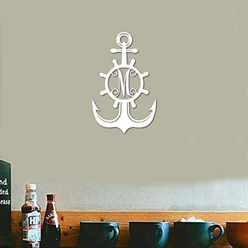 Schild, nautisches Anker-Dekor, Buchstabenschild M, individuelles Nachnamenschild, Namensschild, Wanddekoration, Metall-Wandkunst, personalisierte Wandkunst, Tür, Metallaufhänger, Wandkunst,