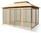 COSTWAY Tonnelle de Jardin 3,9 x 2,9M en Acier avec Rideaux Moustiquaires Amovibles et Toits Doubles, Tente de Réception pour Pique-Nique Festival Mariage (Havane)