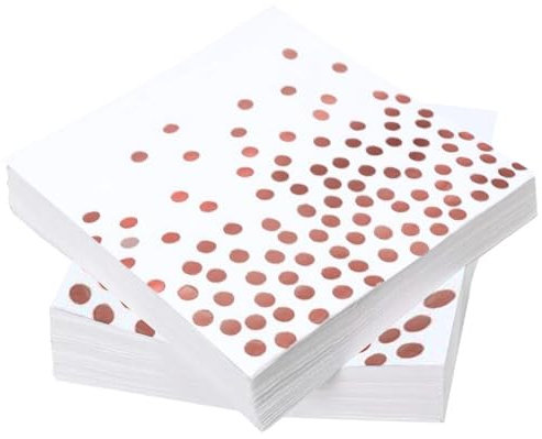 INHEMING 48 Stück Servietten Papier Punkte Rosa Papierservietten Paper Napkins Einwegservietten 2-lagig für Party Geburtstag Hochzeit- Rosegold,33 x 33cm