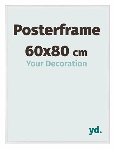 yd. Your Decoration - Bilderrahmen 60x80 cm - Weiß Hochglanz - Posterrahmen aus Kunststoff mit Kunstglas - Klares Kunstglas - 60x80 Rahmen - Paris