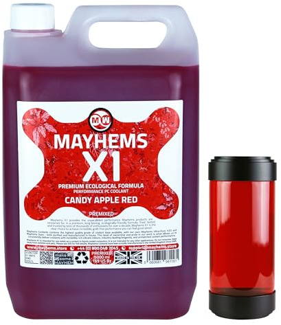 Mayhems - X1 Premixed PC Coolant - Computer Water Cooling Fluid - Liquid Cooling, Eco Friendly Series, 5 Litre, Candy Apple Red
