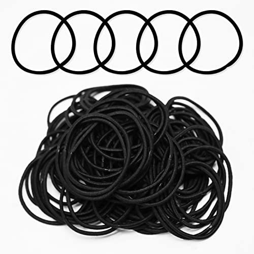 Generic 100pcs Black Elastic Hair Bands, Small Elastic Hair Bobbles For Women, 2mm Thin Hair Tie for Kids, Soft Hair Bands withou Metal, Elastic Ponytail Holder, Gentle Elastics Hair Ties