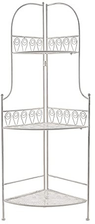 Mojawo Regal aus Eisen Eisenregal 3 Ebenen 118cm Hoch Antik Design Blumenregal Badregal Pflanzregal Antik Weiß