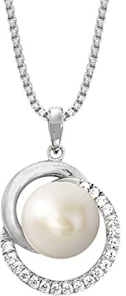 JOOP! 925 Sterling Silber Damen Schmuck, mit Zirkonia synth., mit Süßwasserzuchtperle, Silber, Kommt in Schmuck Geschenk Box