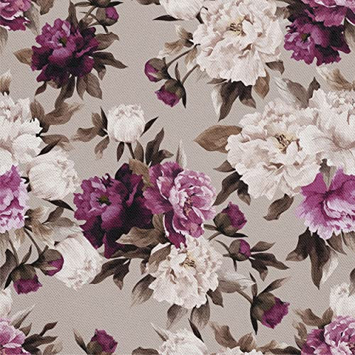 HEKO PANELS Stoff Oxford Meterware Canvas-Stoff Polyester Zum Nähen Nähstoffe Möbelstoffe Dekostoffe Handwerken Blumen Lila 5 Meter 155 x 500 cm, DX078/5mb