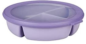 Mepal – Cuenco Bento 3 compartimentos múltiple Cirqula – Caja hermética de almacenamiento de alimentos – Táper para separar la comida – Meal prep containers & recipientes para alimentos - Vivid lilac