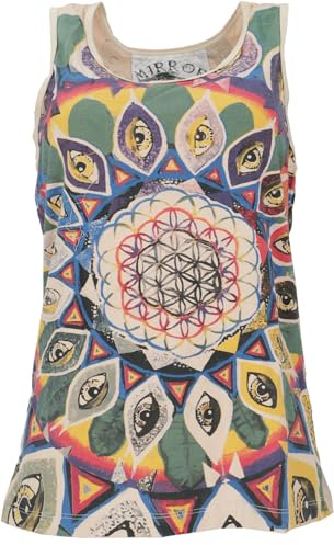 GURU SHOP Mirror Tank Top, Yoga-Top - Universum/beige, Damen, Baumwolle, Size:M