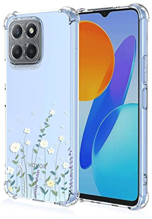 BORYA Case for Honor X6/Honor X8 5G/Honor 70 Lite, Shockproof TPU Bumper Clear Ultra Thin Soft Silky Premium Silicone Cover with Cute Elegant Simple Pattern, White Flowers