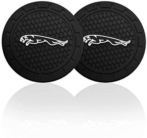 BerFosa Car Cup Holder Coaster for Jaguar Accessories Recessed Silicone Non-Slip Drink Coaster 2.76 Inch 2 Pieces