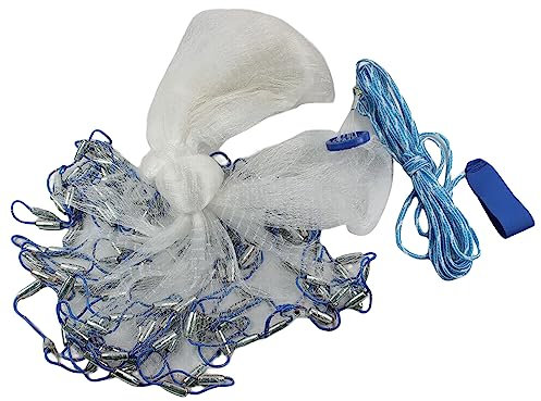 Hand Cast Fishing Net 4.2m Outdoor Nylon Hand Throw Fishing Mesh Netting Twine Net Spin Bait Casting Sinker Mesh Bait Trap Throw Net for Bait Trap Fish (4.2m)