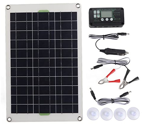 Fockety 30 A MPPT Solarladeregler und Solarpanel Set, 12 V, 24 V, 50 W, Wasserdichtes Solarpanel Ladegerät, Batterieladegerät für Wohnmobil, Anhänger, Boot, Marine, Camping, Notfall