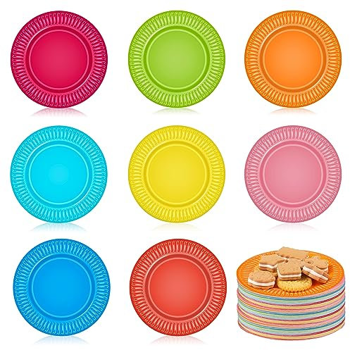 Opopark 40 Pack Colorful Paper Plates,6 Round Party Tableware Plates Disposable Paper Dinner Plate Birthday Party Supplies for Kids Birthday Party Barbecue Wedding