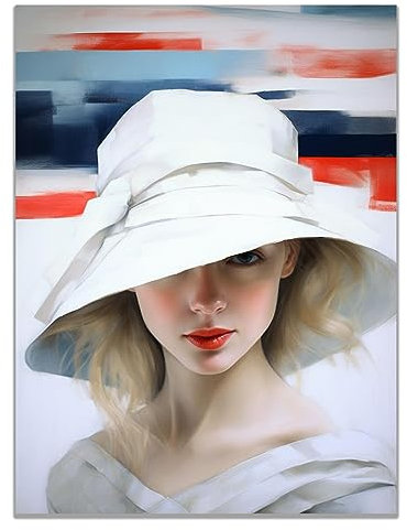 SHYAMIC Lustige Wandkunst in Badewanne Deko Bilder, Weiße, rote moderne Frau Badezimmer Deko Bilder - Poster lustige Wanddeko WC Deko, Kunstdruck für Deine Wanddeko - 30x40 cm Ungerahmt