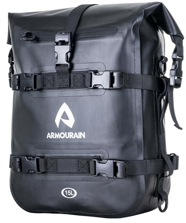 ARMOURAIN Borsa Paraurti Moto Impermeabile 6L 8L 15LBorse Moto Paramotore con Tracolla Moto Crash Bar Borse Laterali Impermeabili Strumenti Equitazione Accessori(15L TPU Nero)