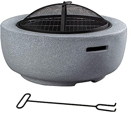 Kleine Feuerstelle, Feuerschale für Garten und Terrasse, Feuerstelle mit Grill, Grillregal, Grill, Campingschüssel, Grill mit Schürhaken, Grill, Netzdeckel, Rost mit Netz