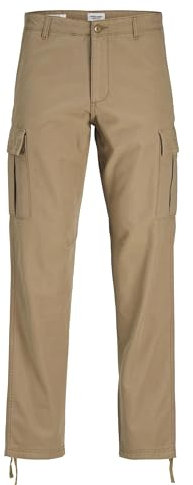 JACK & JONES Mens Cargo Combat Trouser Relaxed Fit Button Fastening Pants for Men UK, Elmwood- 29W / 30L