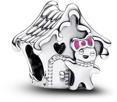 Amuefer Casa di Natale & Gingerbread Man Charm Compatibili Bracciale Collana, Argento Sterling Ciondolo Compleanno Natale Gioielli Regali per le Donne Moglie Amici