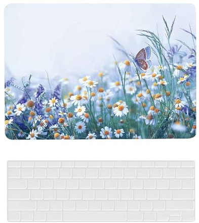Laptop Hülle für Neues MacBook Air 15 Zoll Modell A2941 M2 Chip 2023 Freisetzung mit Liquid Retina Display und Touch ID, Plastik Schützend Hartschale Case Cover & Tastaturschutz, Blumen