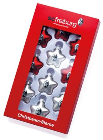 SC Freiburg Christbaum-Sterne Weihnachtsbaumkugeln Christbaumkugeln Weihnachtskugeln, Kugeln (rot weis)