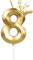 Yiran Gold 8th Birthday Candles with Crown, 3inch Giant Number 8 Candle, 8th Birthday Candle for Cake,Happy Birthday Candle, Cake Candles Cake Topper Decorations for Girls Boys Birthday Party Supplies
