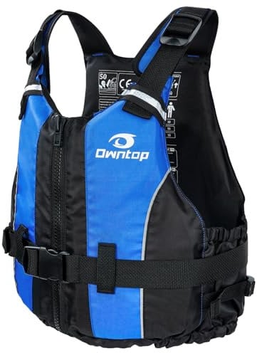 Owntop Schwimmhilfe Erwachsene, Schwimmjacke aus Schaumstoff mit Schrittgurt und Innentasche Unisex, Auftriebsweste für Sup Kajak Angeln Segeln Kanu - Blau XL/XXL