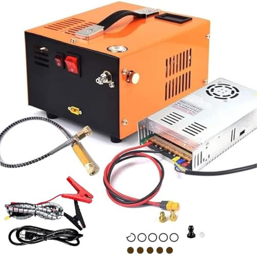 PCP Air Compressor,Portable PCP Compressor Oil/Water-Free&Set-Pressure Electric Air Compressor,with Built-in Converter,for Scuba Diving Bottle