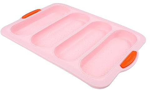 Milisten Silicone Baking Tool Non Stick French Bread Mould 4 Slot Loaf Pan for Home Bakers Professional Chefs