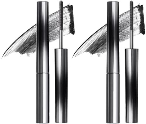 Nour Iron Wand Mascara, Iron Wand Mascara, Metal Wand Mascara, 3D-Curling-Wimpern-Eisen-Mascara, klumpt nicht, wasserfest, schuppensicher, langlebig (Black*2)