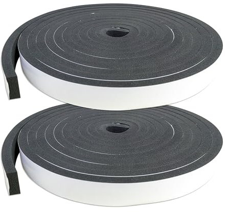 Self Adhesive Foam Strip, 2 Rolls 25mm x 10mm x 5M Window Insulation Strip, Sticky Foam Weather Stripping Tape for Door Window Against Cold Draught/Anti-Collision/Soundproof/Waterproof/Dustproof