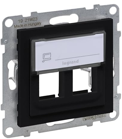 LEGRAND, SEANO 2-fach Key-Stone-Adapter zum Einschnappen von Key-Stone-Datendosen, Key-Stone Modul, Farbe: Schwarz lackiert, 765802