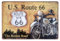 Vintage-Abzeichen der Route 66: Retro-Dekoration 30 x 20 cm mit Motorrad | Motorrad-Dekoschild mit Motiv Route 66 The Mother Road von Chicago bis Santa Monica