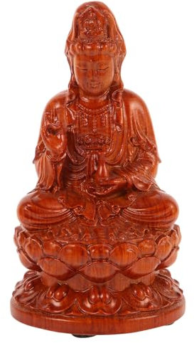 HOLIDYOYO Statue Handgefertigt Aus Holz Avalokitesvara Dekorativer Buddha Für Jungen Und Mädchen Robuste Handwerkskunst Traditionelle Schönheit