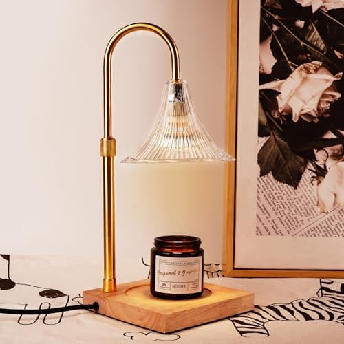 Glostravier Candle Warmer Lamp with 2 Bulbs, Electric Candle Lamp Warmer with Timer & Dimmer, Wax Melt Warmer for Wax Jar Candles, Height Adjustable, House Warming Gifts, New Home Bedroom Decor