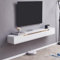 FPIGSHS Solid Wood Floating Tv unit Wall-mounted TV Cabinet Console, Floating Tv stand With 2 Drawer,wall Mounted Media Entertainment Center Wall Tv Unit,Multimedia Storage Shelves (White, 180CM)