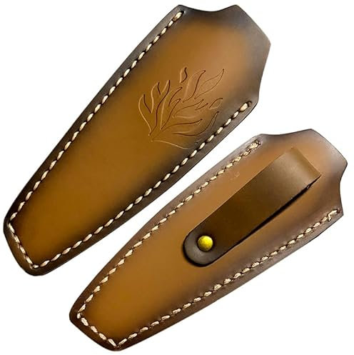 刀苑阁 Funda de piel de vacuno para cuchillos pequeños y rectos, funda para cuchillos de camping, protectores de bordes, bolsa de almacenamiento, ideal para viajes, regalo para artistas para hombres y