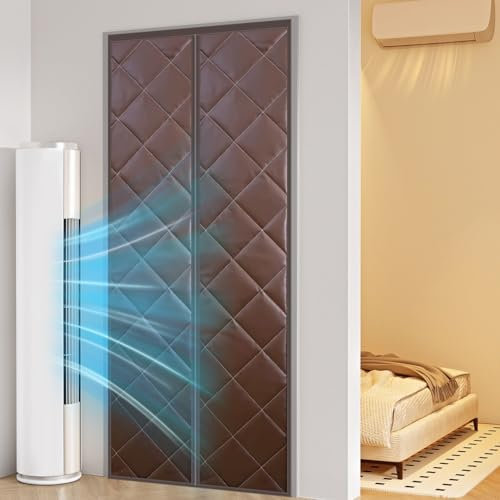 Türvorhang Kälteschutz Wärmeisolierter Türvorhang Thermovorhang Kälteschutz Haustür Schalldichte Decke für Die Tür Im Winter(Brown,W85*H220cm)
