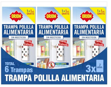 Orion - 6 x Trampa Polilla Alimentos | Sin Insecticidas y sin Olor| para Despensa y Cocina | Quedan Atrapadas en el Interior y No se Ven | Más Higiénicas, Eficacia Durante 6 Semanas