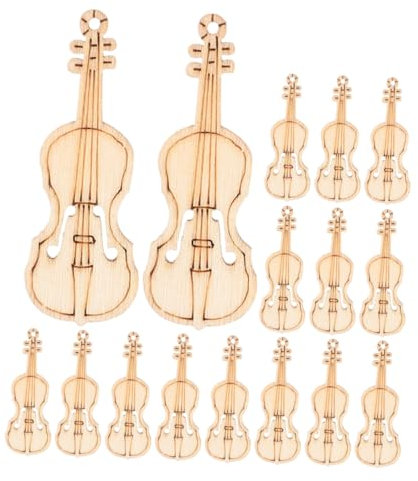 NUOBESTY 100stücke Holz Violin Anhänger Musik Schmuck Diy Heim Dekoration Bastelprojekt Unfertige Holzausschnitte Mit Musikmotiven