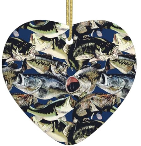 Albero di Natale in ceramica da appendere con motivo a pesci, decorazione natalizia da appendere