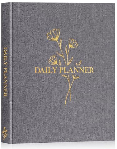 Lanpn Tagesplaner Block Undatiert 2025, To Do Liste Daily Planer mit Stundenplan, Aufgabenliste Terminplaner Notizbuch, Tagesplanung Notizblock für Frau Mann Schule Büro Organizer, Grau