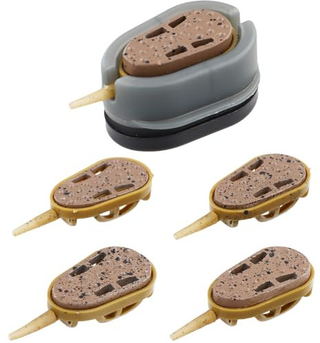 6 Pcs Set Feeder Karpfenangeln mit Angelgewichten 20g 30g 40g 50g 60g, 5 in 1 Futterkorb Angeln Kunststoff, Angeln Inline Feeder, Fischköder Set, Angel Zubehör für Angeln Pellet Köder Grob