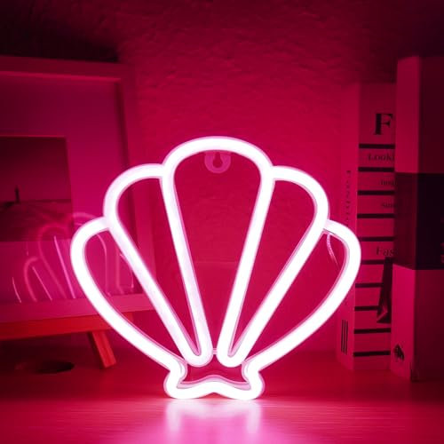 Horseneon Shell Panneau Lumineux Néon Rose Fluo Enseigne Lumineuse Au NéOn Applique Murale DéCoration Pub LumièRes Pour Homme Creux Luminaires Signe Au NéOn Cadeau Pour Mari Mariage Anniversaire