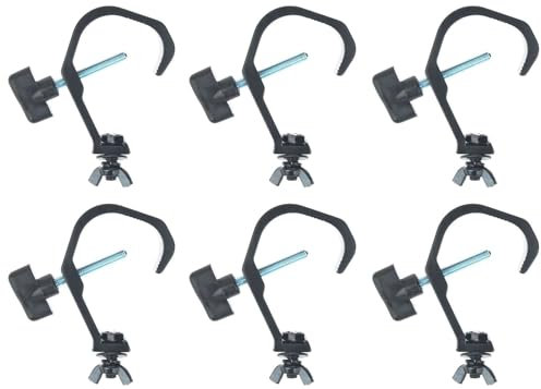 6 x Eurolite TH-22 SLIM schwarz Theaterhaken Scheinwerferhaken Montagehaken für 50 mm Rohr I Maximallast WLL 50 kg