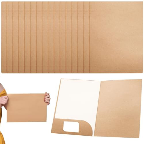 16 Stück Dokumentenmappe A4 Kraftpapier: Präsentationsmappe mit Kartenschlitzen, 310 x 220 mm Ordner projektmappen, Ringordner Papier für Büro, Zuhause, Schule und Business (Braun)