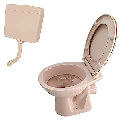 Belvit Stand WC Bahama Beige Abgang Wand mit Softclose-Deckel und Spülkasten