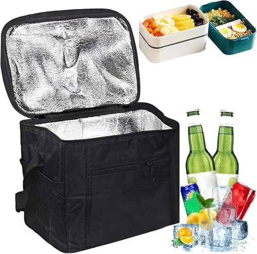 Cool Bags, 18L Large Insulated Picnic Cool Bag, Thermal Food Delivery Bag with Layer Protection, Collapsible Cooler Bag for Camping, Grocery Shopping and Work Lunch Storage