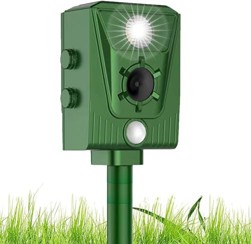 WARDBES Repelente Gatos 2025,Repelene de Animales al Aire Libre como Gatos, Ratas, Perros, Aves, Zorros,Solar Ultrasónico Repelente para Gatos,Outdoor Repeller para Los Animales,USB