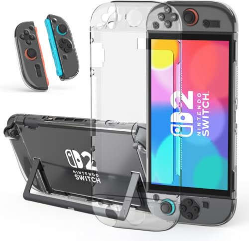 Case for Nintendo Switch 2 (2025) Protective Case - Transparent TPU Slim Cover for Nintendo Switch 2, Clear Case with Joy-Con Grip Cover, Comfortable Shockproof Skin for Switch2 Console Accessories